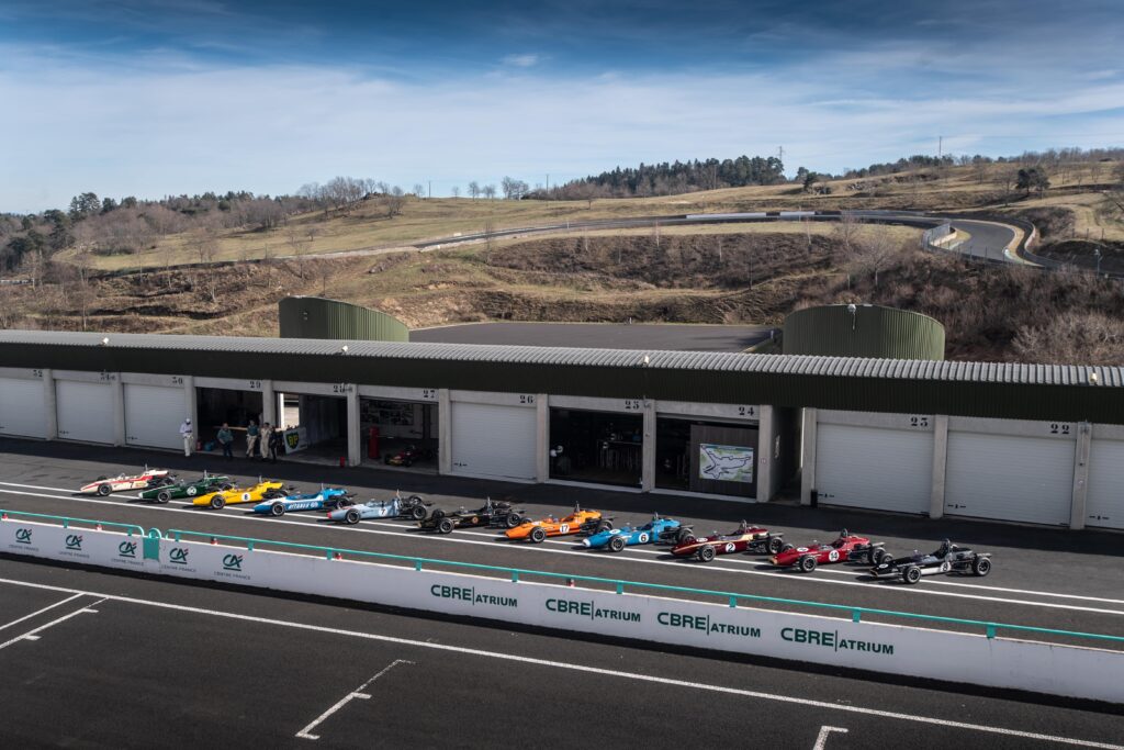 Classic Racing School's Crosslé 90Fs in the pitlane of the circuit of Charade for the Classic Racing School test.